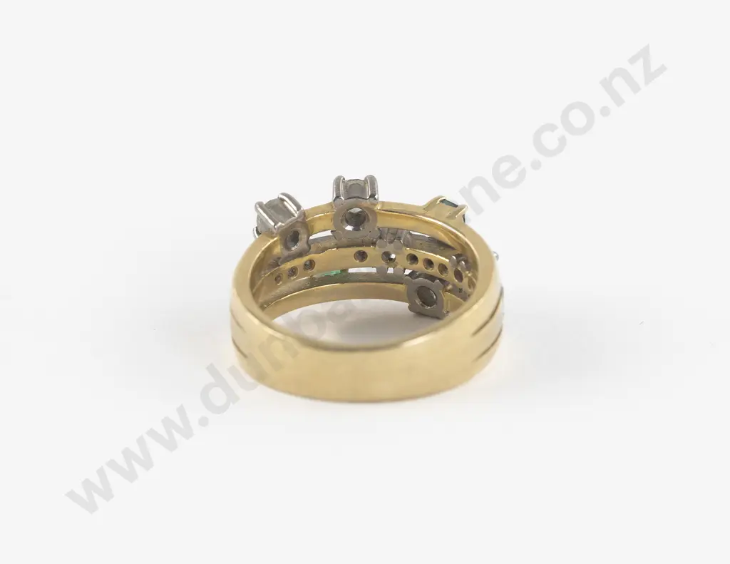 18ct 17Stone Emerald and Diamond Band Ring Image 1++