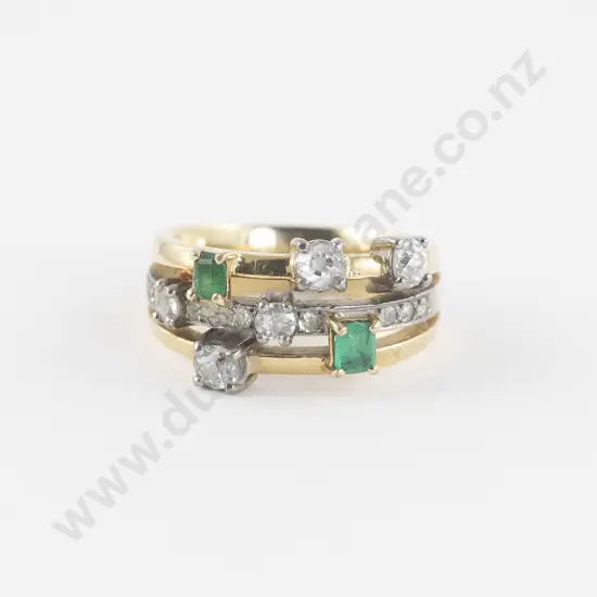 18ct 17Stone Emerald and Diamond Band Ring