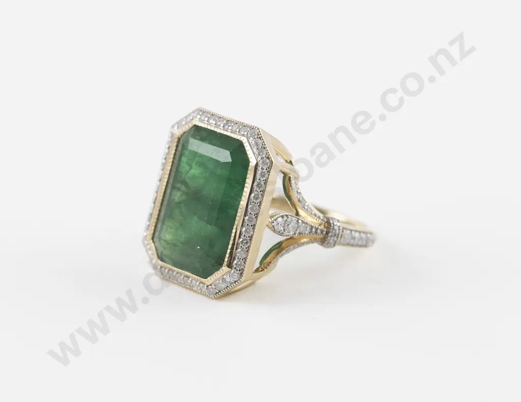 14ct 87Stone Emerald and Diamond Cluster Ring Image 1++