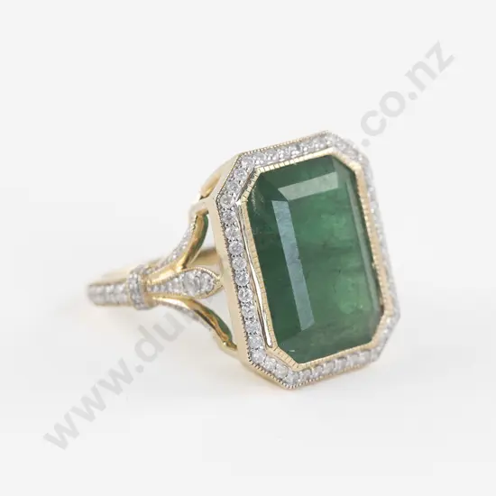 14ct 87Stone Emerald and Diamond Cluster Ring