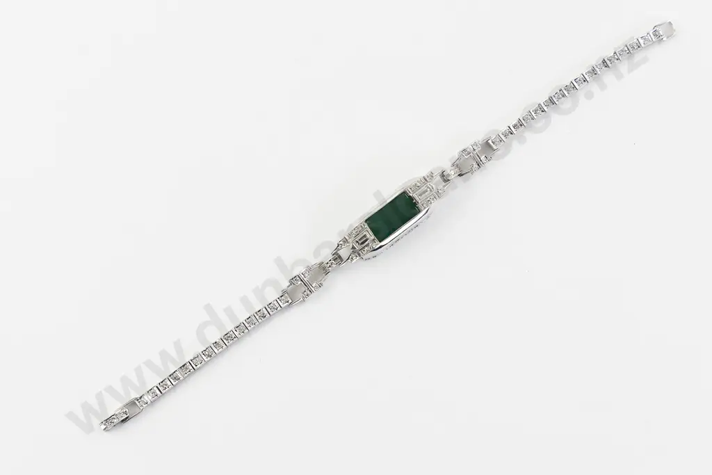 14ct White Gold 60Stone Emerald and Diamond Bracelet Image 1++