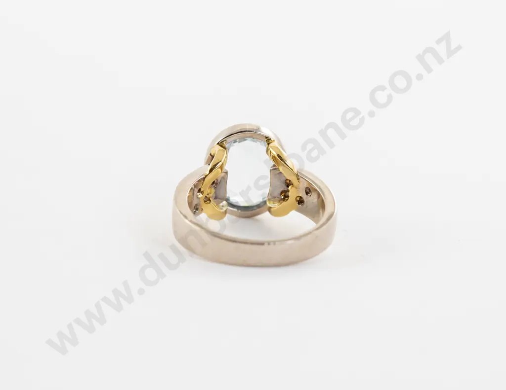 18ct White Gold Nine Stone Aquamarine and Diamond Ring Image 1++