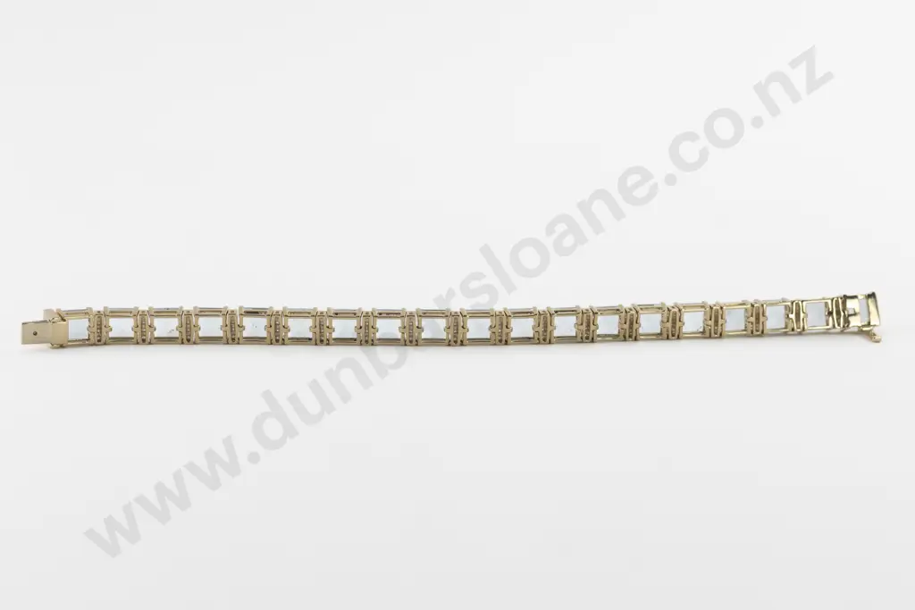 14ct 95Stone Aquamarine and Diamond Tennis Style Bracelet Image 1++