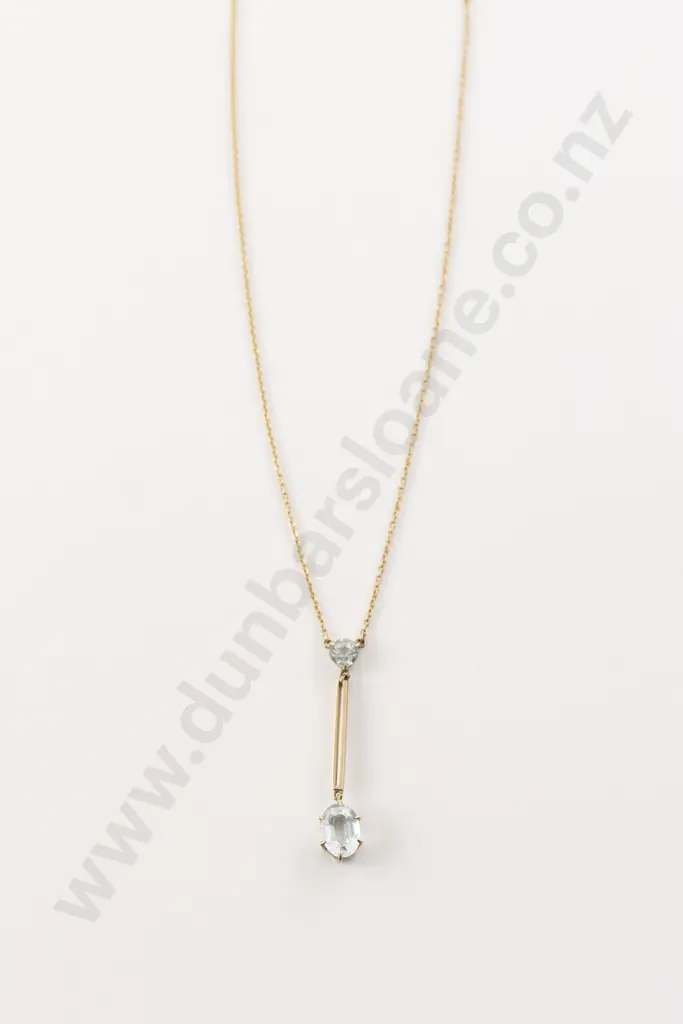 Edwardian 9ct Two Stone Topaz Pendant Image 1++