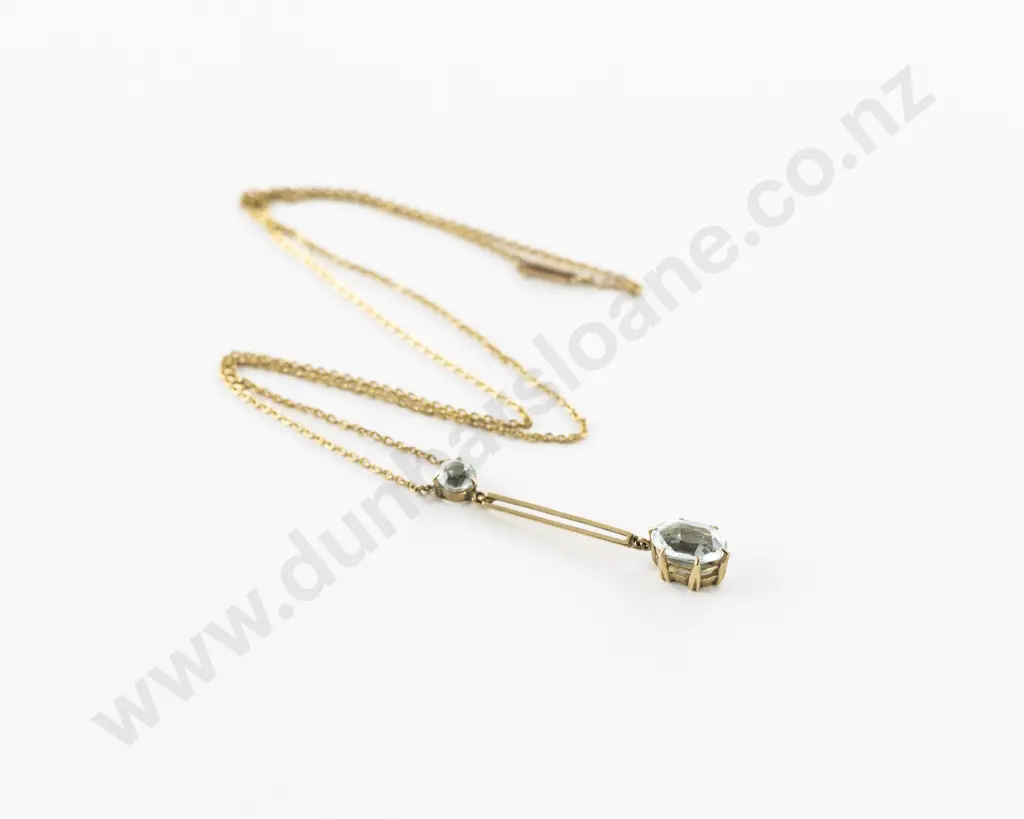 Edwardian 9ct Two Stone Topaz Pendant Image 1++