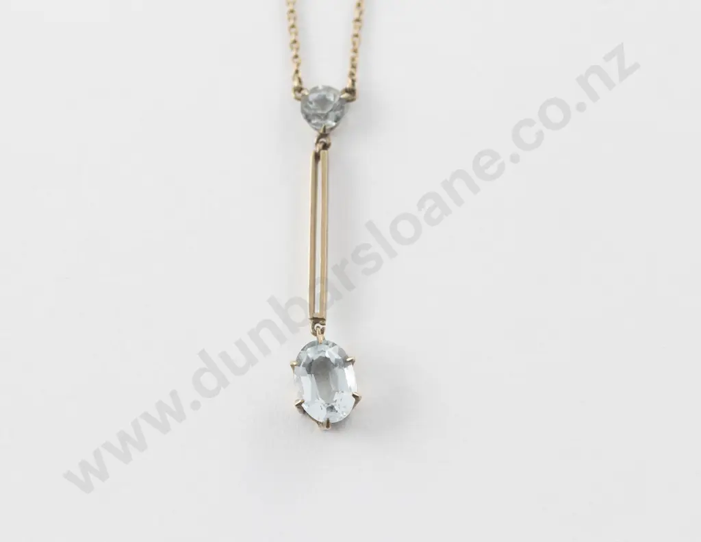 Edwardian 9ct Two Stone Topaz Pendant Image 1++