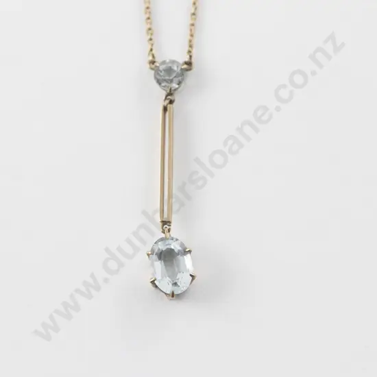 Edwardian 9ct Two Stone Topaz Pendant