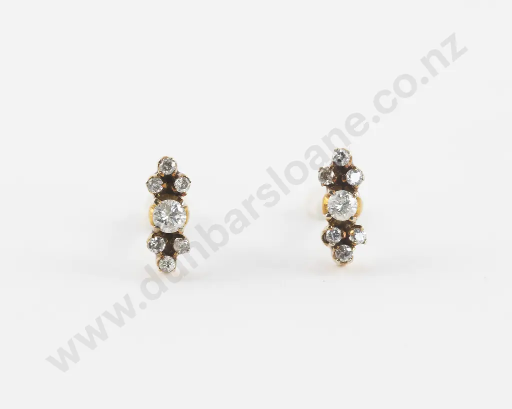 Pair 9ct Diamond Cluster Earrings Image 1++