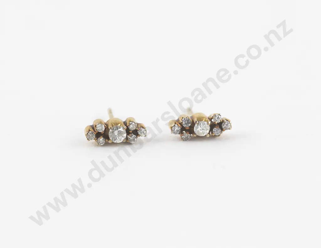 Pair 9ct Diamond Cluster Earrings Image 1++