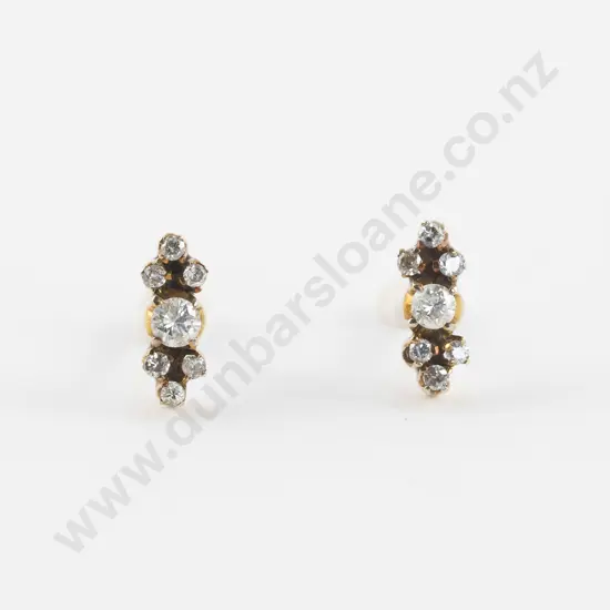 Pair 9ct Diamond Cluster Earrings