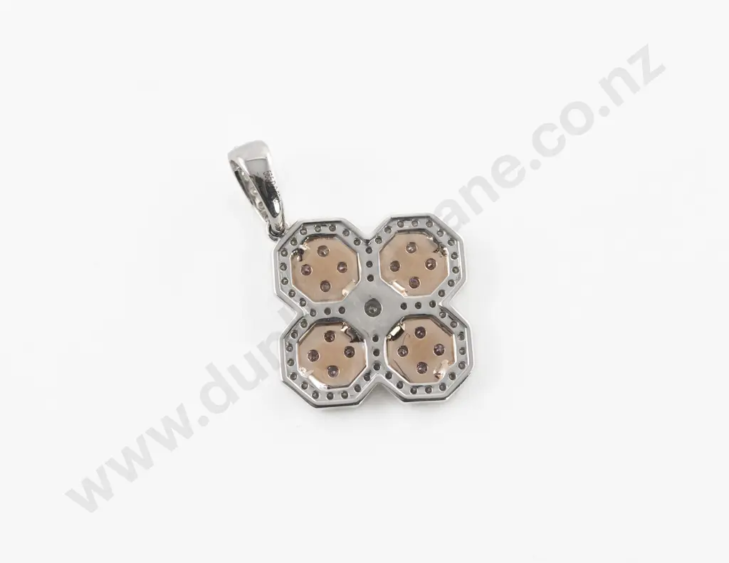 14ct White Gold 78Stone Fancy Pink and White Diamond Cluster Pendant Image 1++