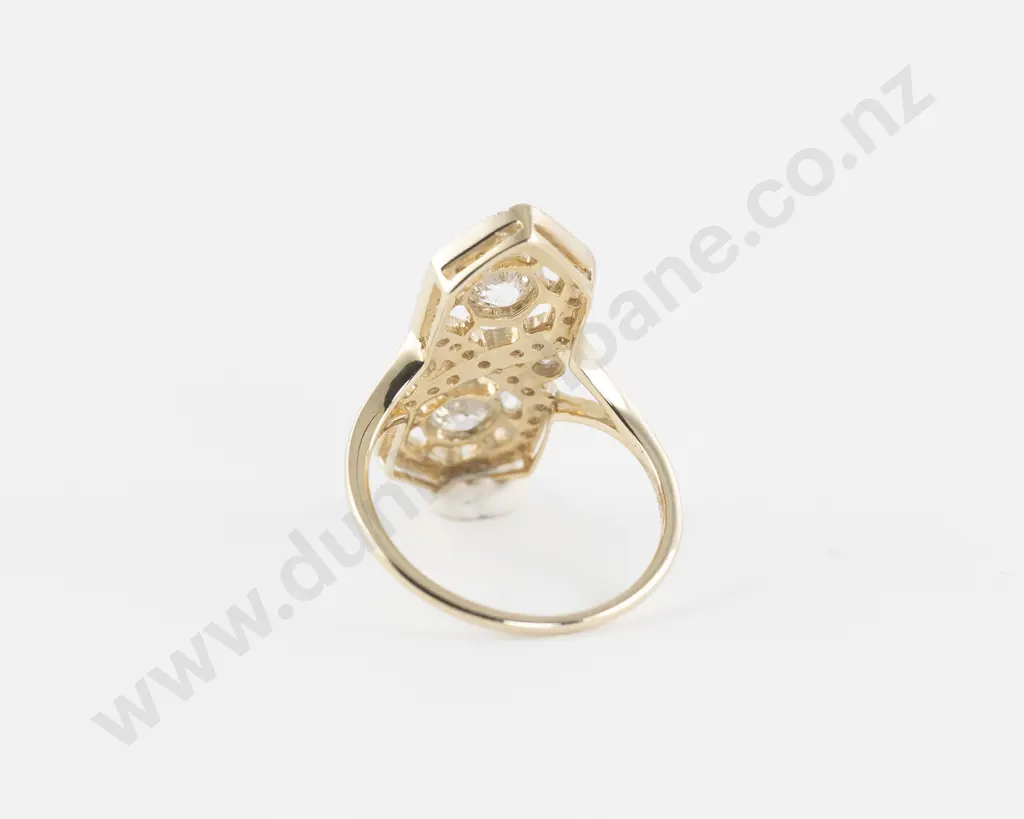Art Deco Style 14ct 45Stone Diamond Cluster Ring Image 1++