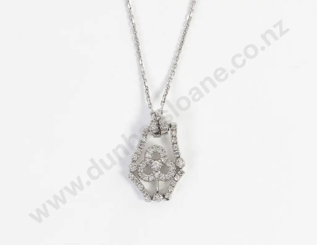 18ct White Gold 43stone Diamond Necklet Image 1++