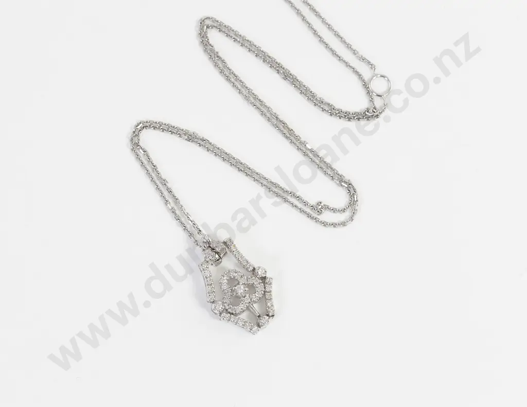 18ct White Gold 43stone Diamond Necklet Image 1++