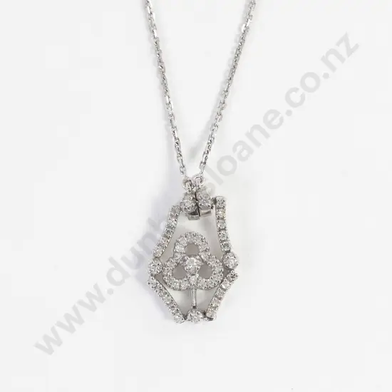 18ct White Gold 43stone Diamond Necklet