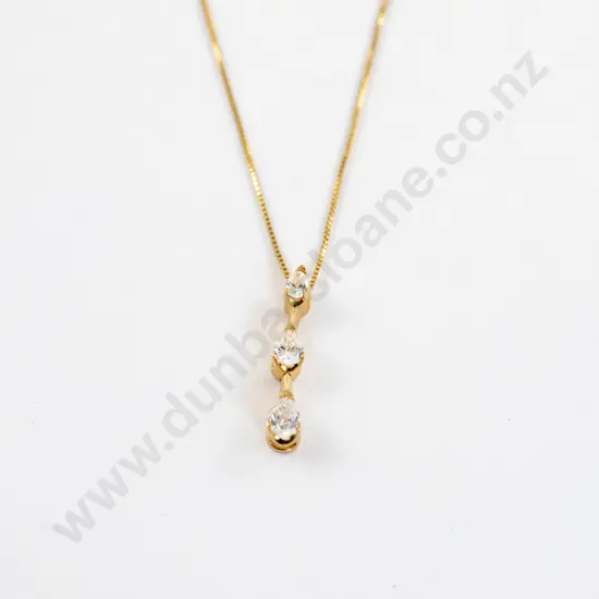 14ct Three Stone Diamond Pendant