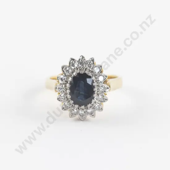 18ct 17Stone Sapphire and Diamond Cluster Ring