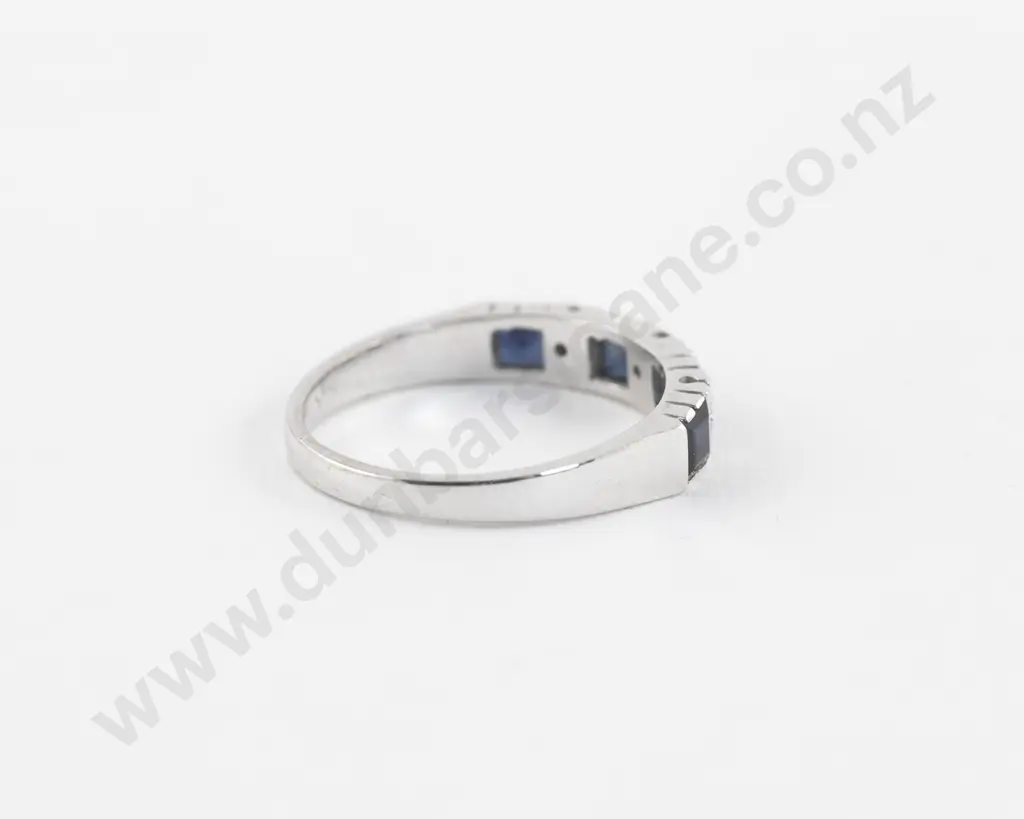 14ct White Gold Seven Stone Sapphire and Diamond Eternity Band Image 1++