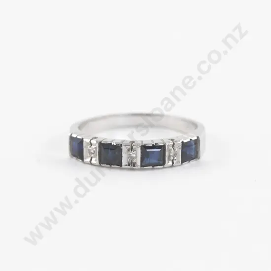 14ct White Gold Seven Stone Sapphire and Diamond Eternity Band
