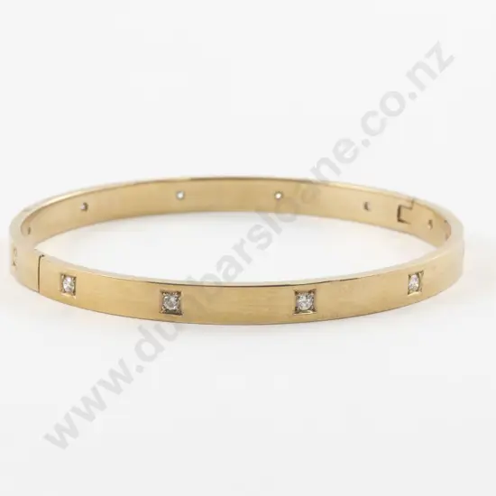9ct Twelve Stone Diamond Hinged Snap Bangle