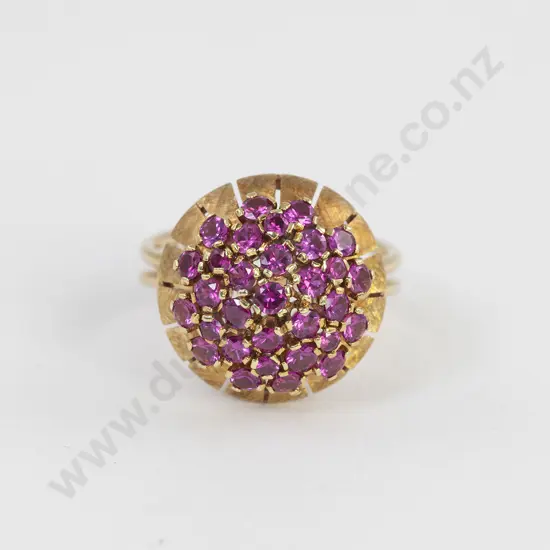 14ct 31Stone Synthetic Ruby Cluster Ring