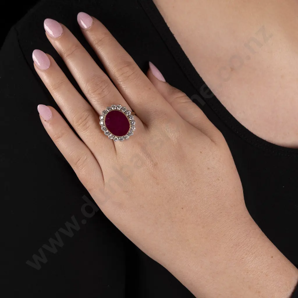 14ct 19Stone Ruby and Diamond Dress Ring Image 1++