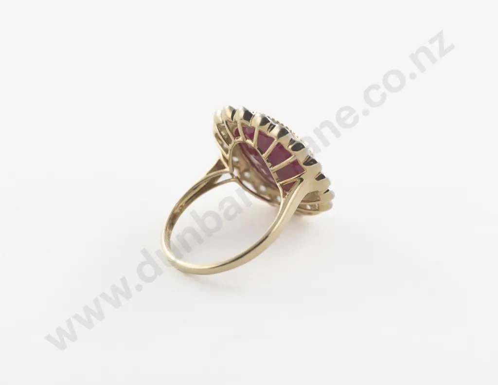 14ct 19Stone Ruby and Diamond Dress Ring Image 1++