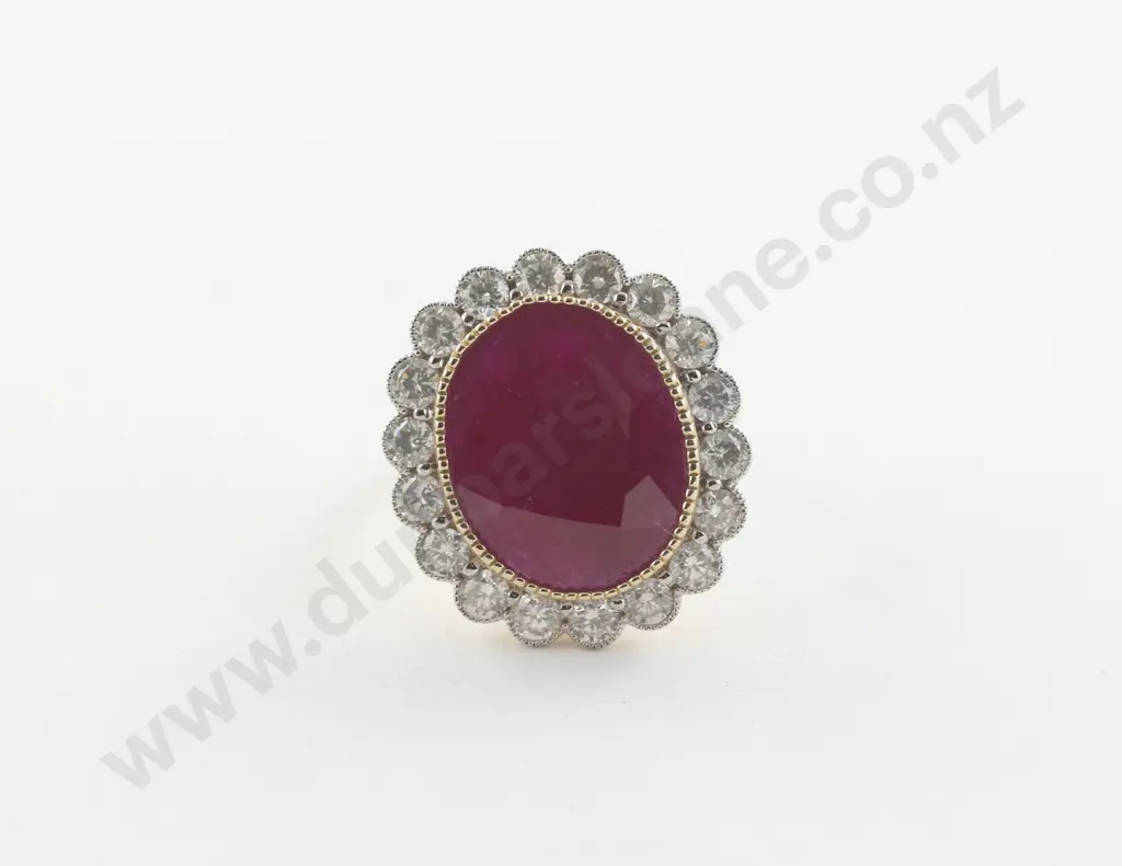 14ct 19Stone Ruby and Diamond Dress Ring Image 1++