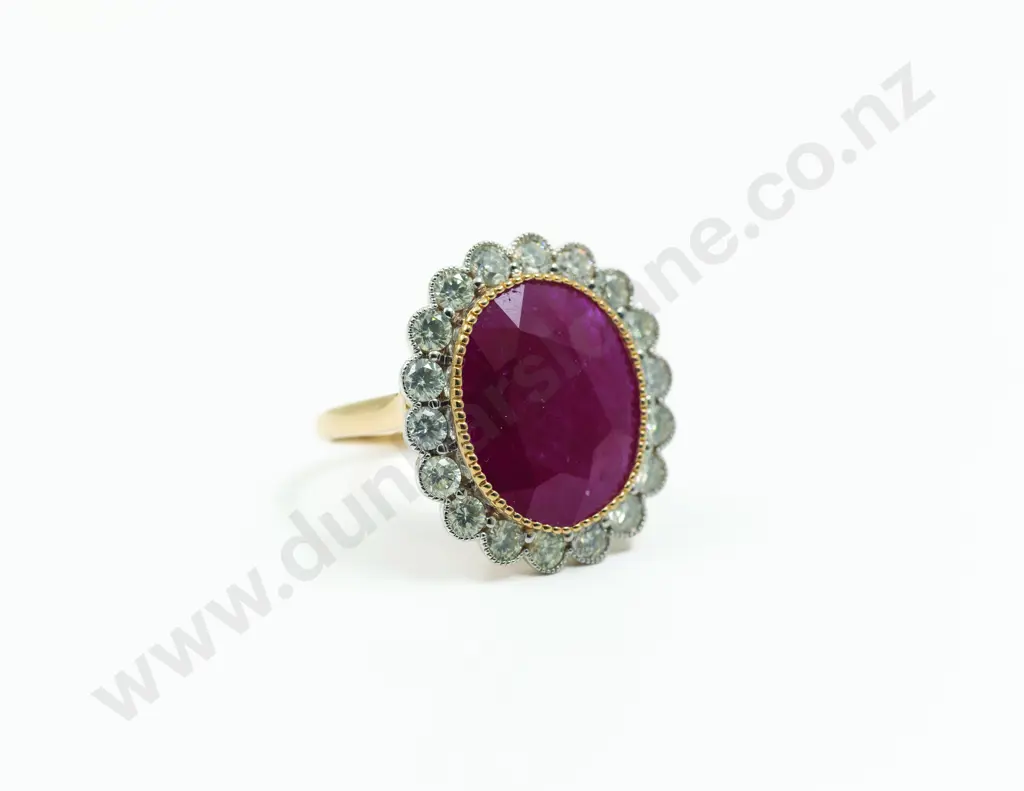 14ct 19Stone Ruby and Diamond Dress Ring Image 1++