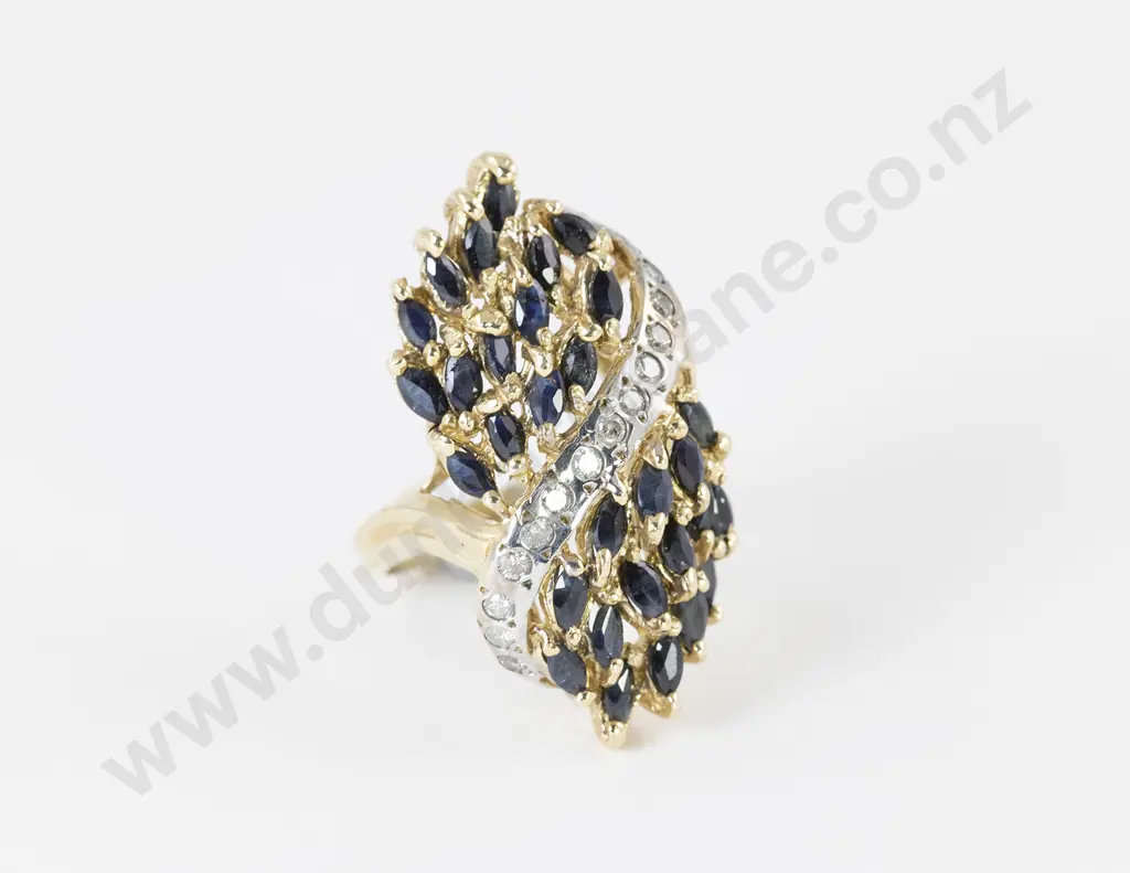 14ct 45stone Sapphire & Diamond Dress Ring Image 1++