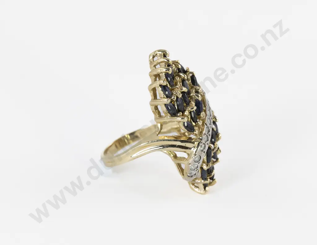 14ct 45stone Sapphire & Diamond Dress Ring Image 1++