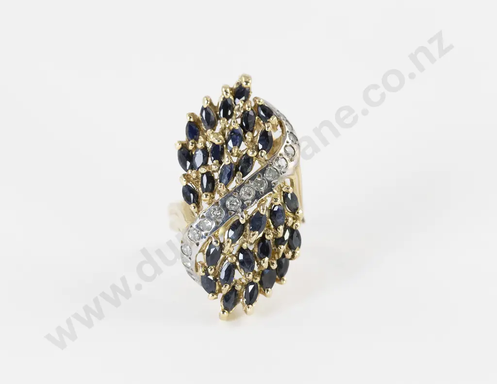 14ct 45stone Sapphire & Diamond Dress Ring Image 1++