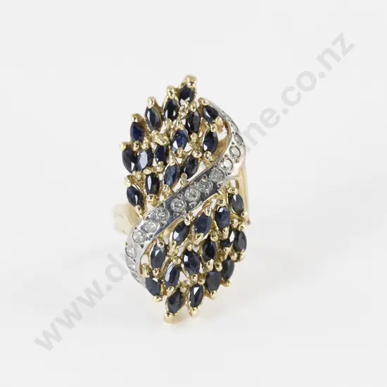 14ct 45stone Sapphire & Diamond Dress Ring