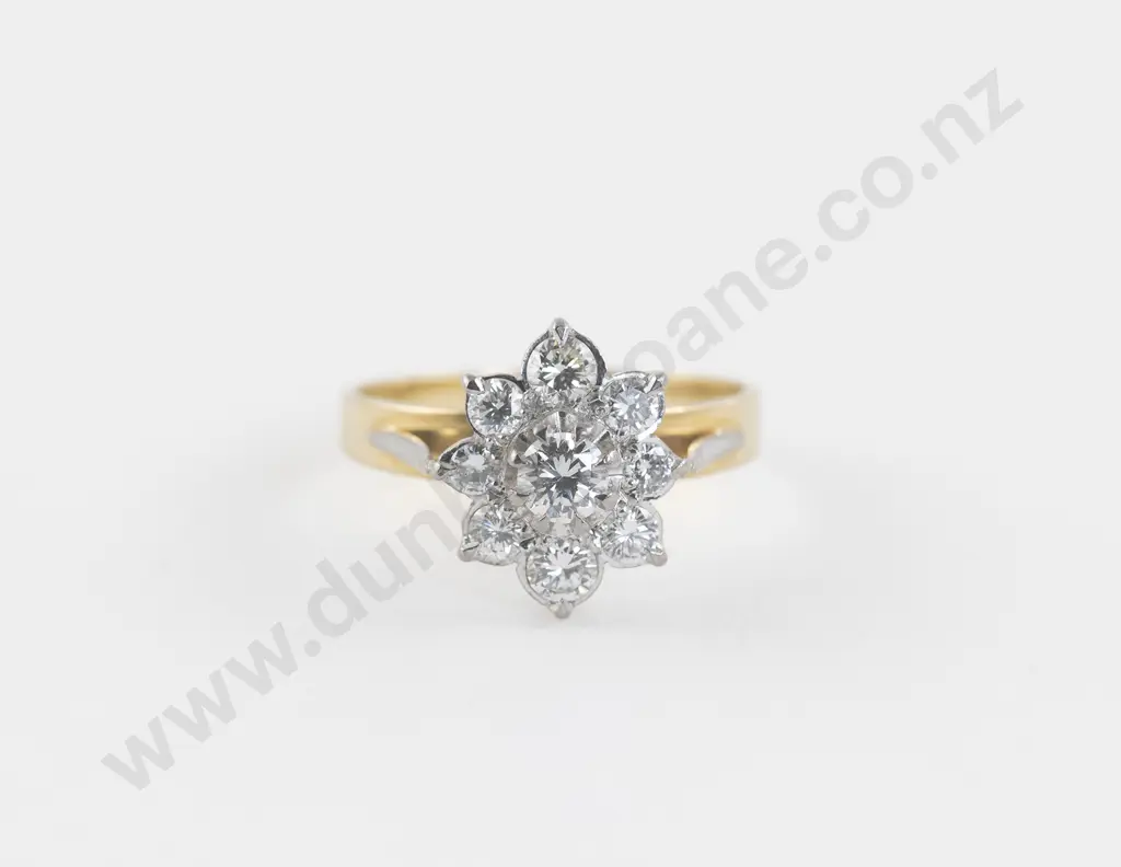 18ct Nine Stone Diamond Floret Cluster Ring Image 1++
