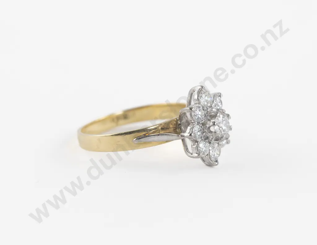 18ct Nine Stone Diamond Floret Cluster Ring Image 1++