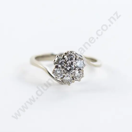 All Platinum Seven Stone Diamond Cluster Ring