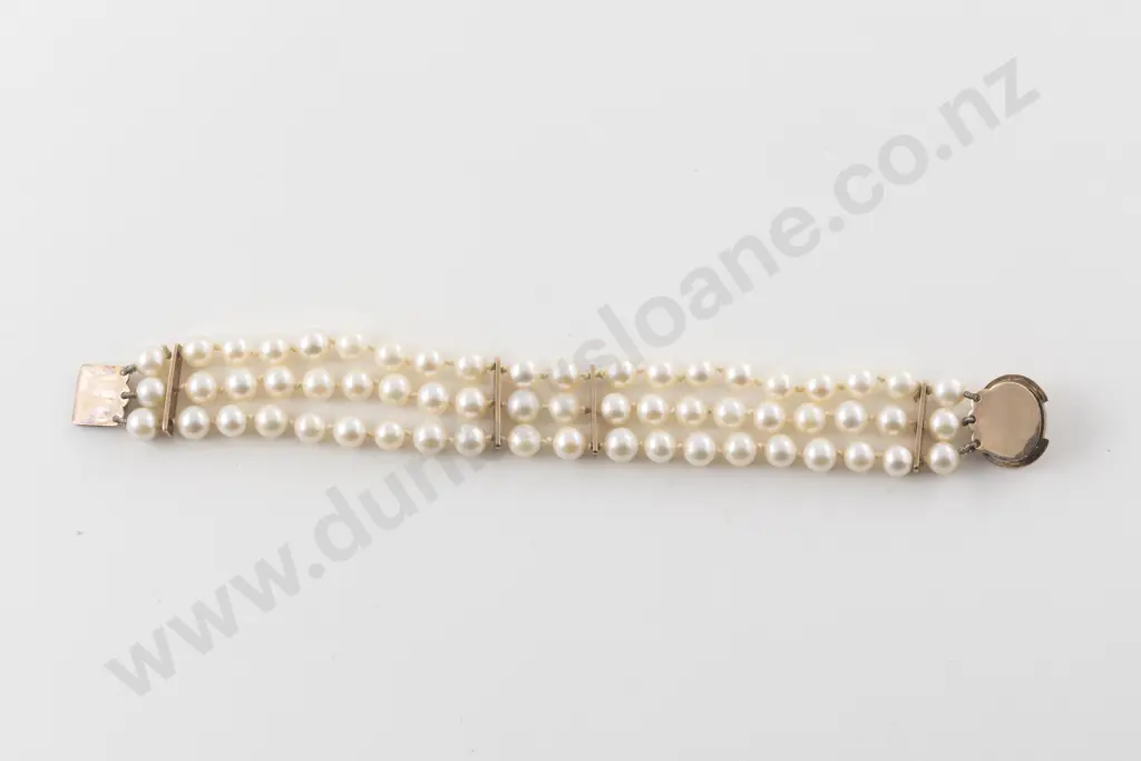 Triple Row Uniform Cultured Pearl Bracelet Image 1++