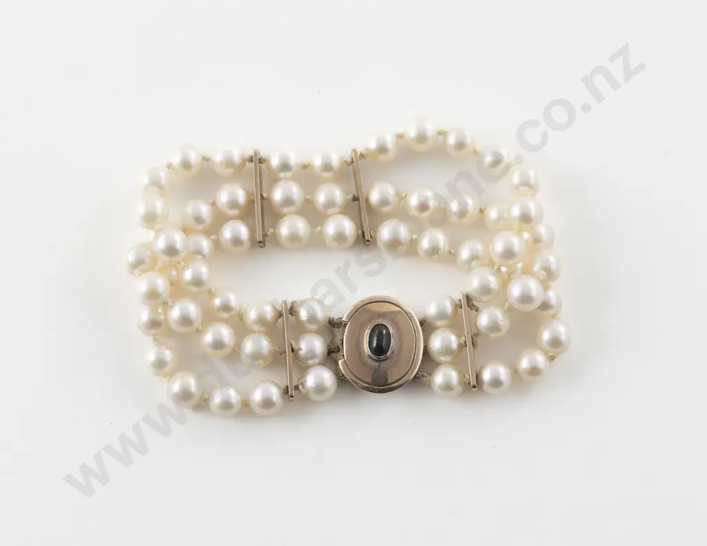 Triple Row Uniform Cultured Pearl Bracelet Image 1++