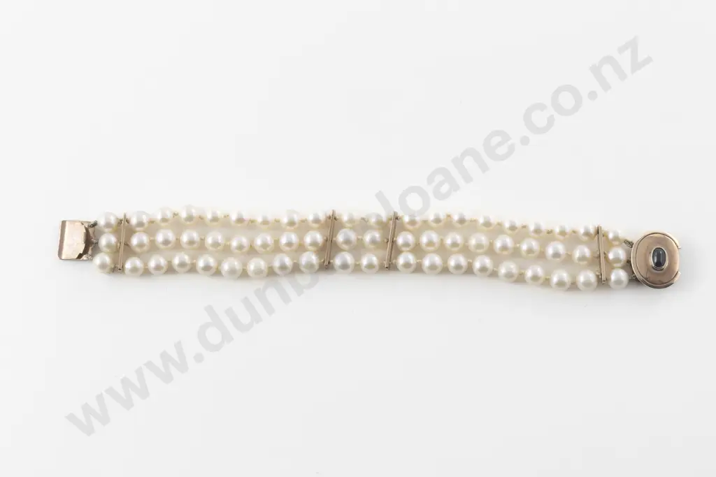 Triple Row Uniform Cultured Pearl Bracelet Image 1++