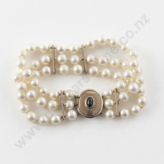 Triple Row Uniform Cultured Pearl Bracelet