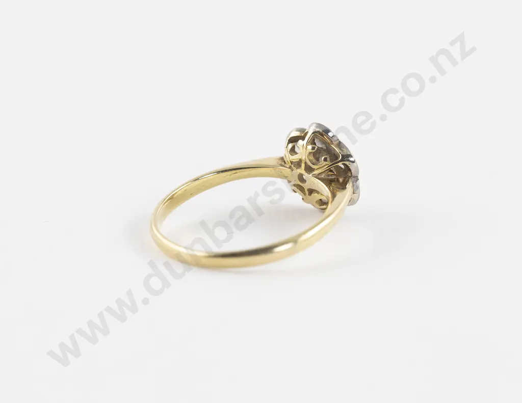 Edwardian 18ct Seven Stone Diamond Floret Cluster Ring Image 1++