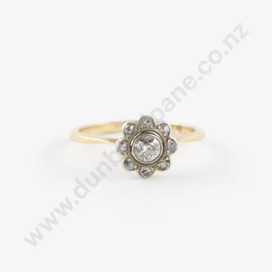18ct Nine Stone Diamond Floret Cluster Ring