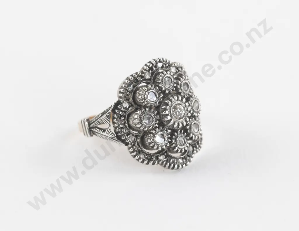 9ct 24Stone Diamond Floret Cluster Ring Image 1++