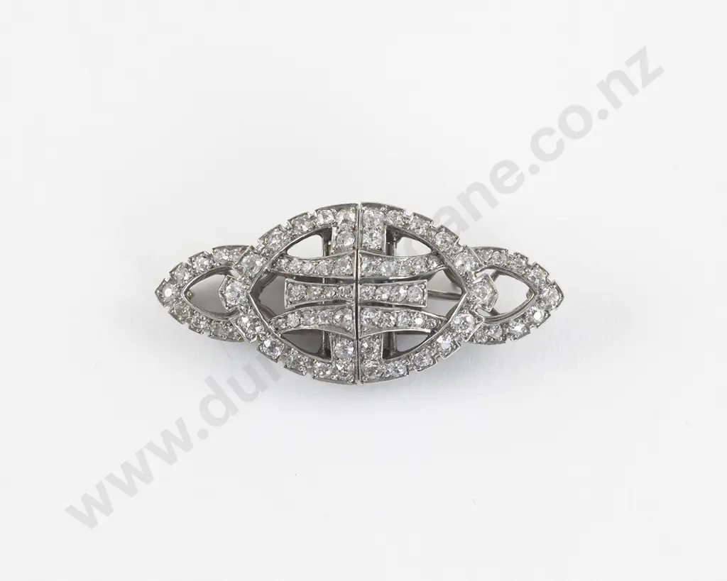 Art Deco Period Platinum 72stone Diamond Dress Clip/Brooch Image 1++