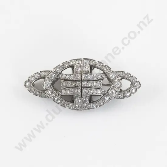 Art Deco Period Platinum 72stone Diamond Dress Clip/Brooch