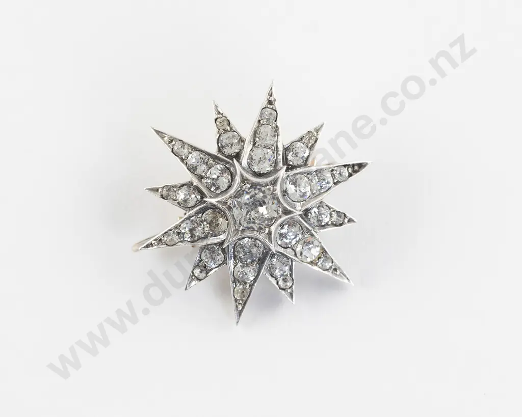 Victorian Silver 31Stone Diamond Paste Star Burst Brooch/Pendant Image 1++