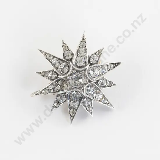 Victorian Silver 31Stone Diamond Paste Star Burst Brooch/Pendant