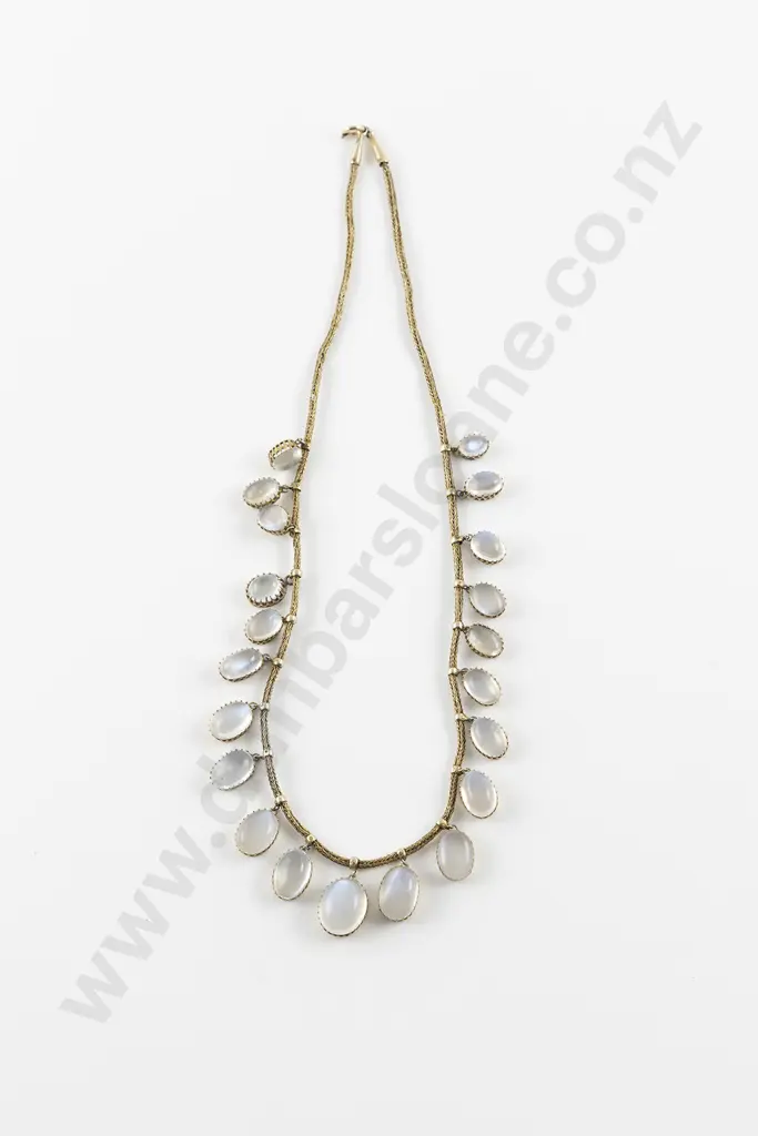 Edwardian Silver Gilt 21Stone Moonstone Necklace Image 1++