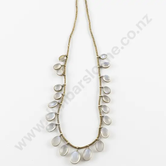 Edwardian Silver Gilt 21Stone Moonstone Necklace