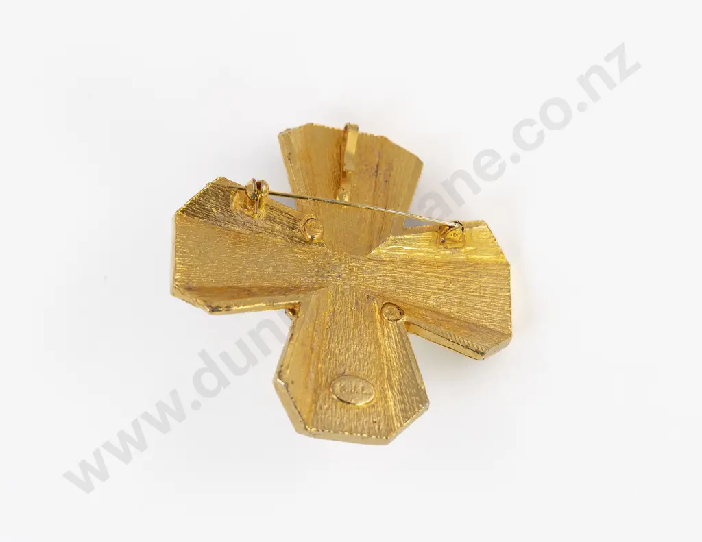 Jeweller Kenneth Jay Lane Enamel and Crystal Cross Brooch/Pendant Image 1++